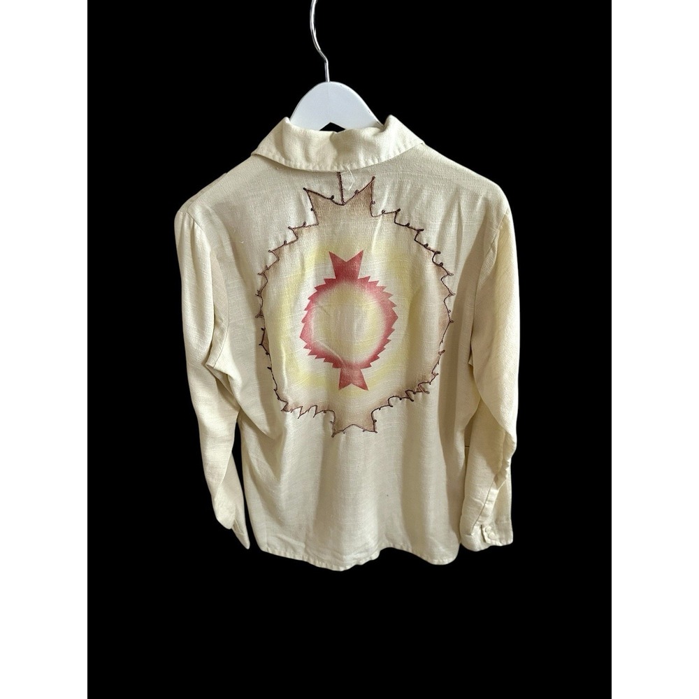 70's Vintage Chenille Shirt Embroidered Sz Medium/Large Bohemian Sun